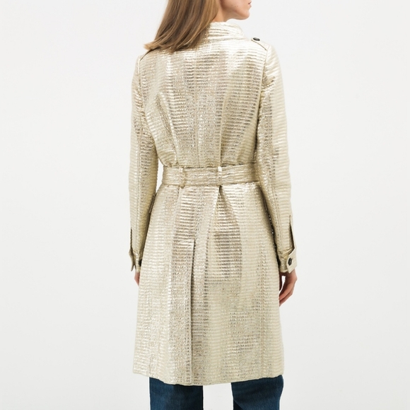 Burberry Prorsum Women's Trench Coat Jacket Gold Metallic  Italy XS 0 US 36 IT - Picture 6 of 16